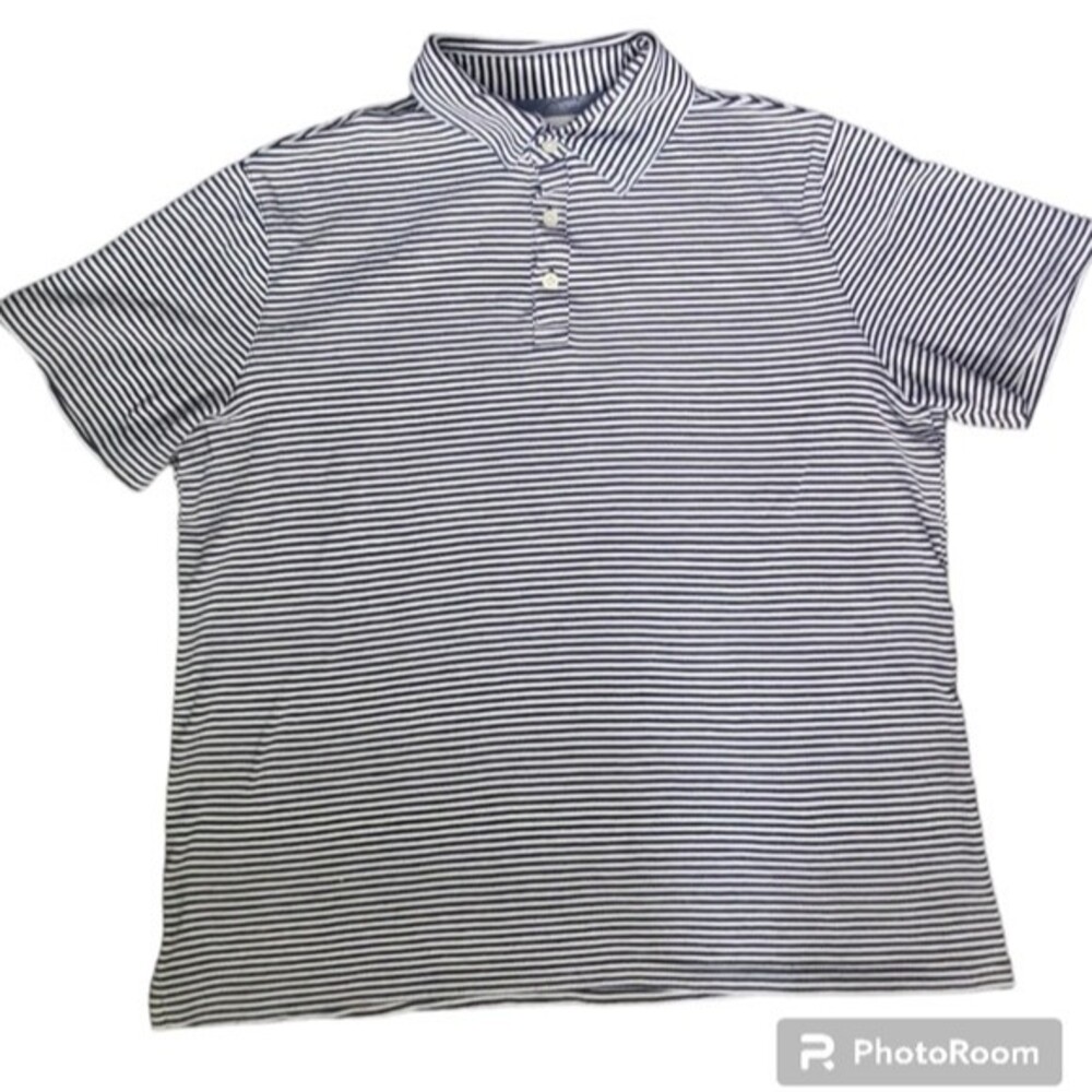 Goodfellow Black & White Striped Short Sleeve Polo - L